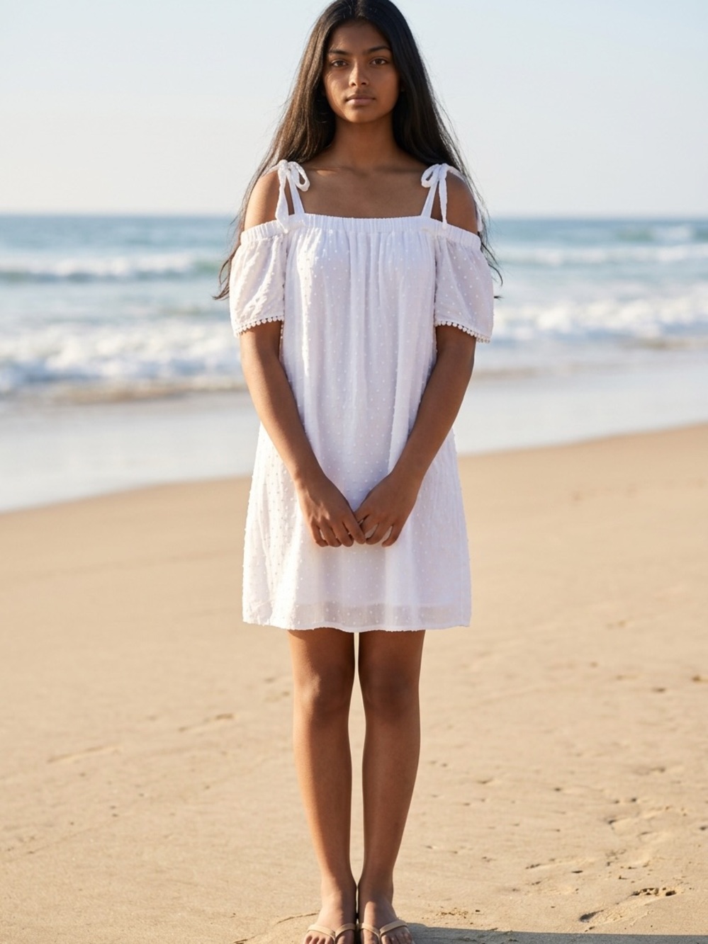 White off the shoulder mini dress
